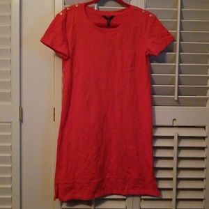 NWT Coral/red t-shirt dress w/ gold button detail